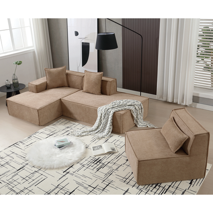 Modular Cloud Sofa Sectional, Free Combination, L-shaped