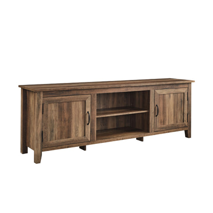 Modern Farmhouse 2-Door Grooved 70" TV Stand for 85" TVs - Rustic Oak