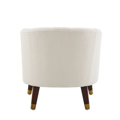 Upholstered Barrel Accent Chair With Wooden Legs