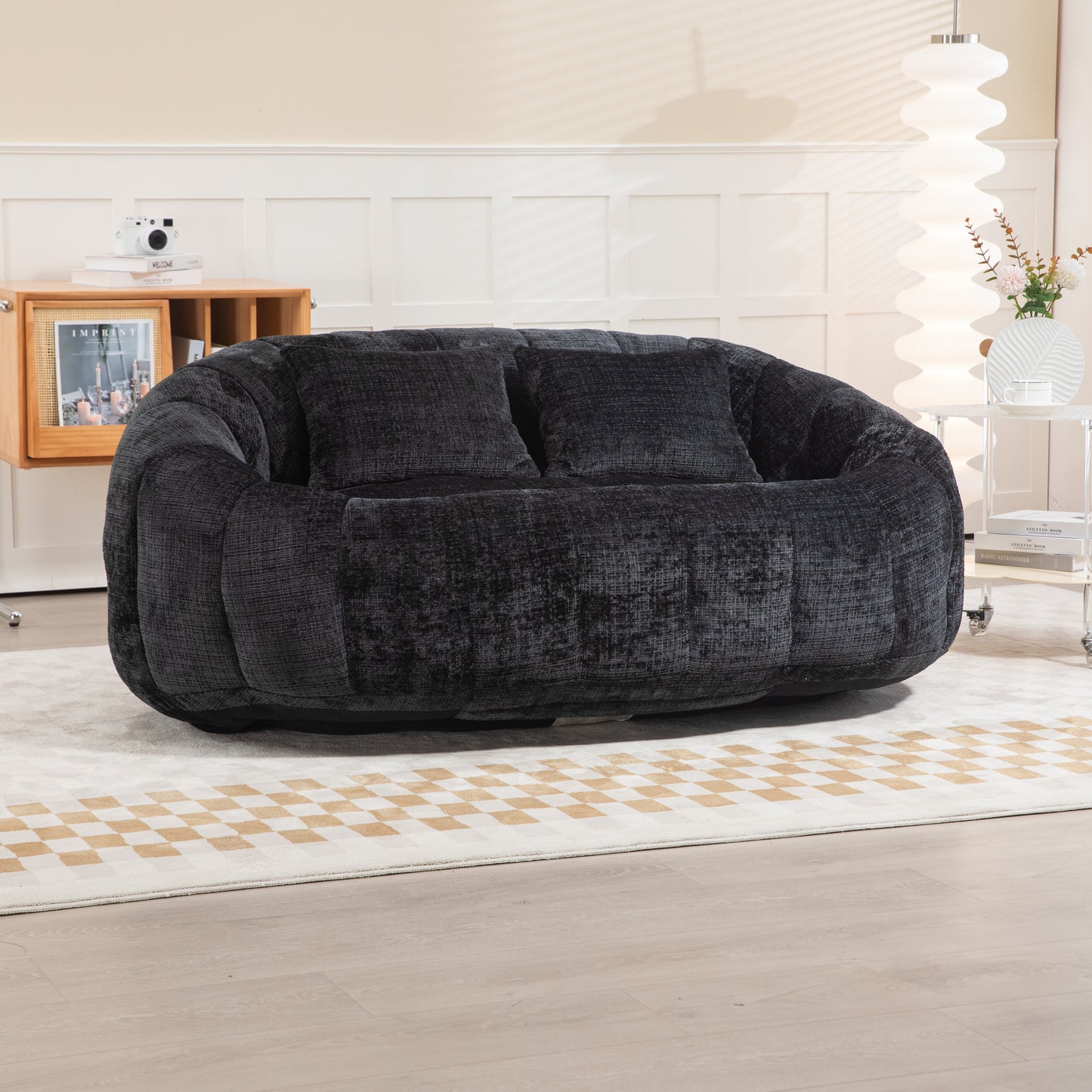 COOLMORE Bean Bag sofa Lazy Sofa Durable Comfort Lounger High Back Bean Bag Chair Couch for Adults and Kids, Indoor & Outdoor, Accent Floor Soft Lounge Chair  (Black chenille)