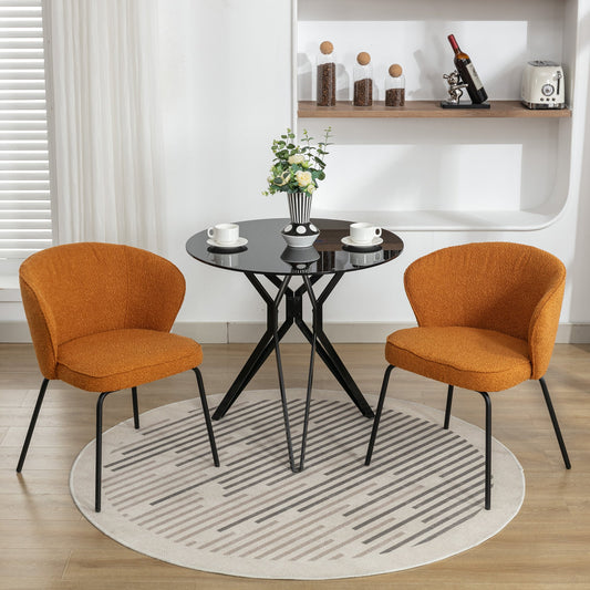 Retro Minimalist Modern Boucle Fabric Dining Chairs