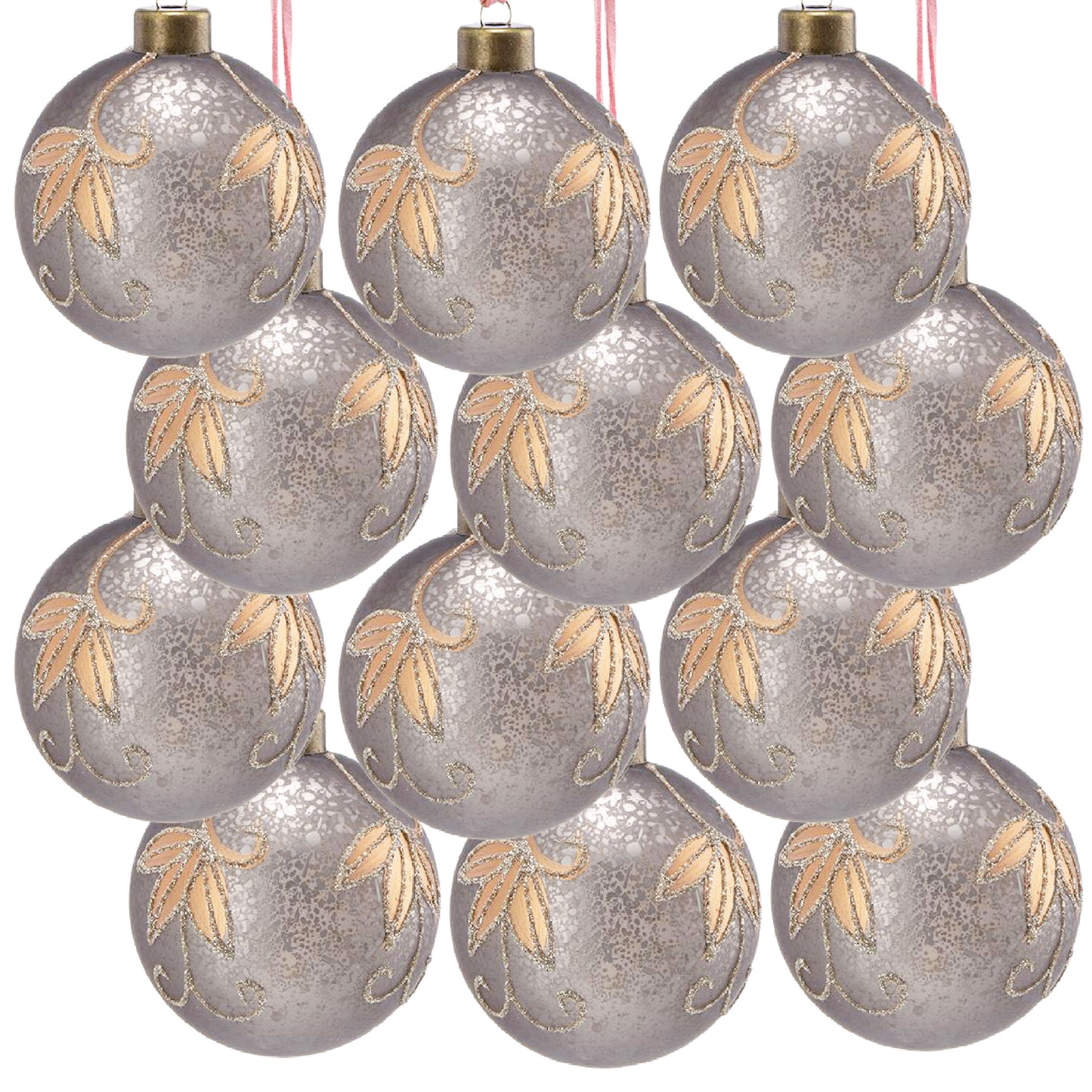 D3" Christmas Ball Ornaments, Glass Decorative Hanging Ball Christmas Tree Ornaments for Holiday Party Decorations, Set of 12