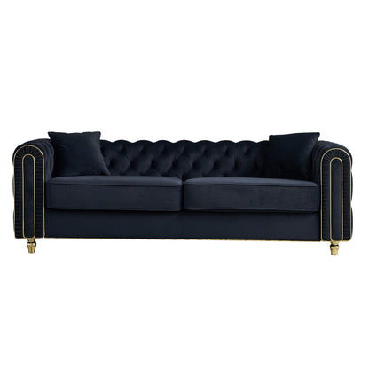 86'' W Luxury Modern Tufted Sofa with 2pcs of toss pillows for Living Room ,Bedroom,Black Color