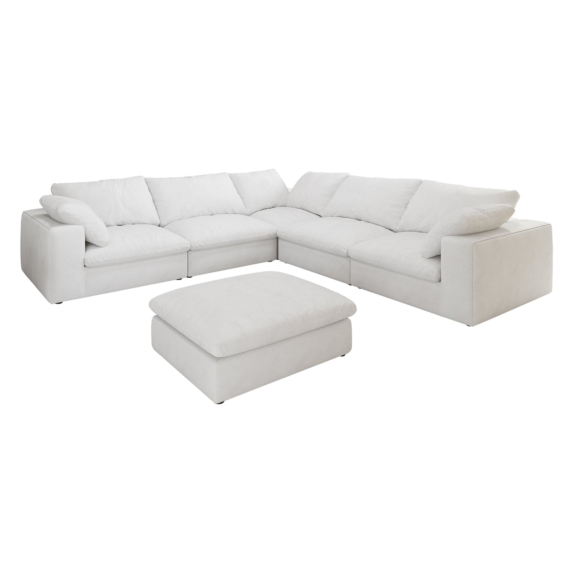 Cloud Modular Sectional Sofa with Storage Ottomans, Down Filled Comfort for Living Room