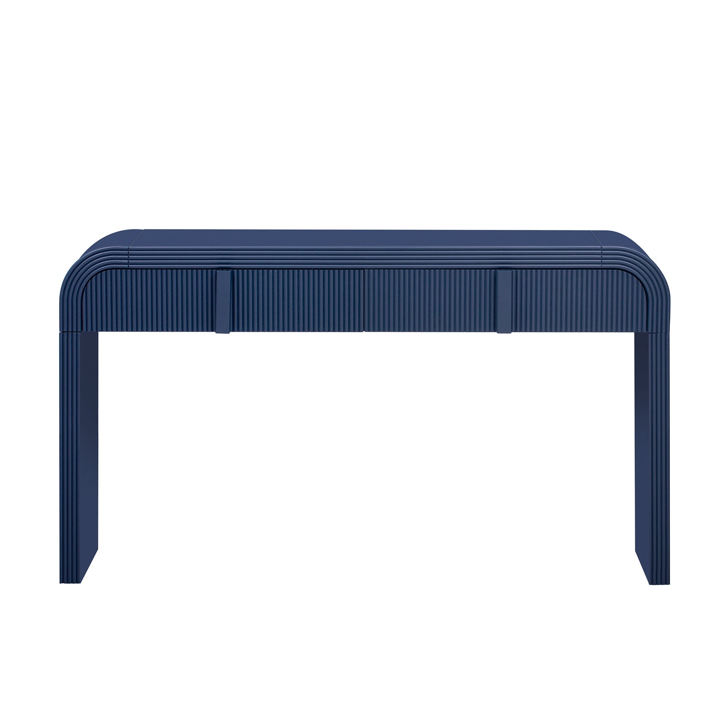 TREXM Unique Modern Rounded Silhouette and Smooth Surface Console Table with 2 Drawers for Living Room and Entryway(Navy Blue)