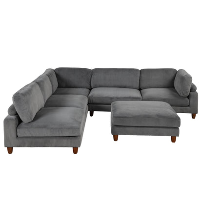 U-style 163''Modular Sectional Sofa,with Ottoman L Shaped Corner Sectional for Living Room,,Office,  Apartment (6-Seater)