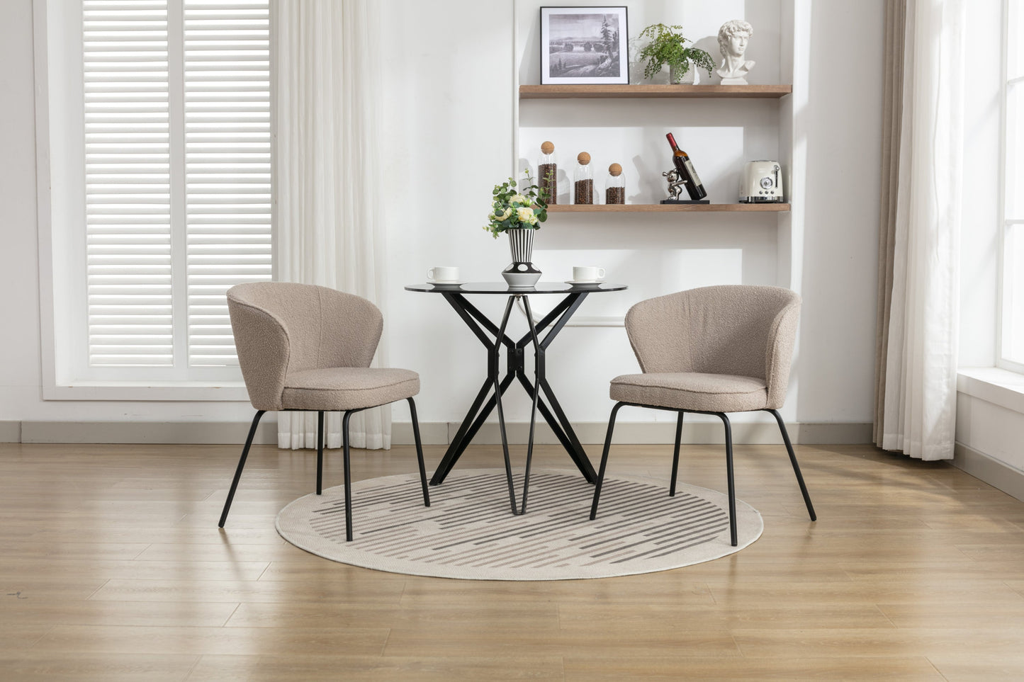 Retro Minimalist Modern Boucle Fabric Dining Chairs