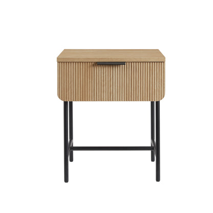 Modern Fluted-Door Minimalist Side Table – Coastal Oak