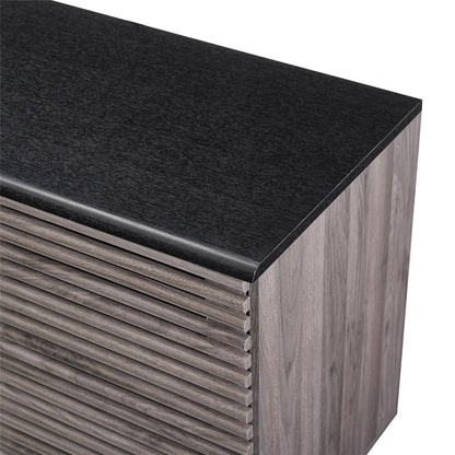 Contemporary Sliding Slat-Door Sideboard - Ebony/Slate Grey