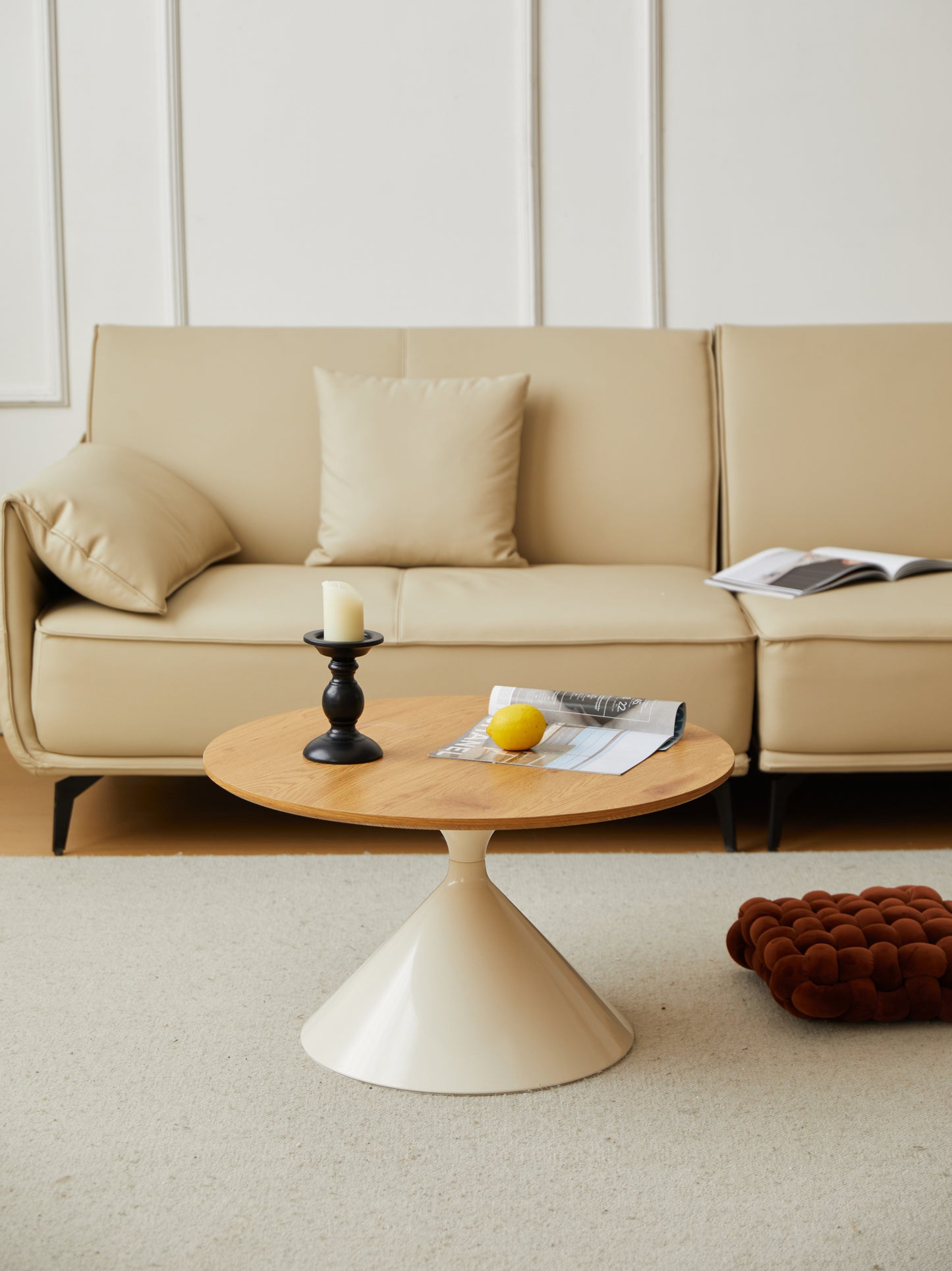 ROUND COFFEE TABLE WHITE+WOOD