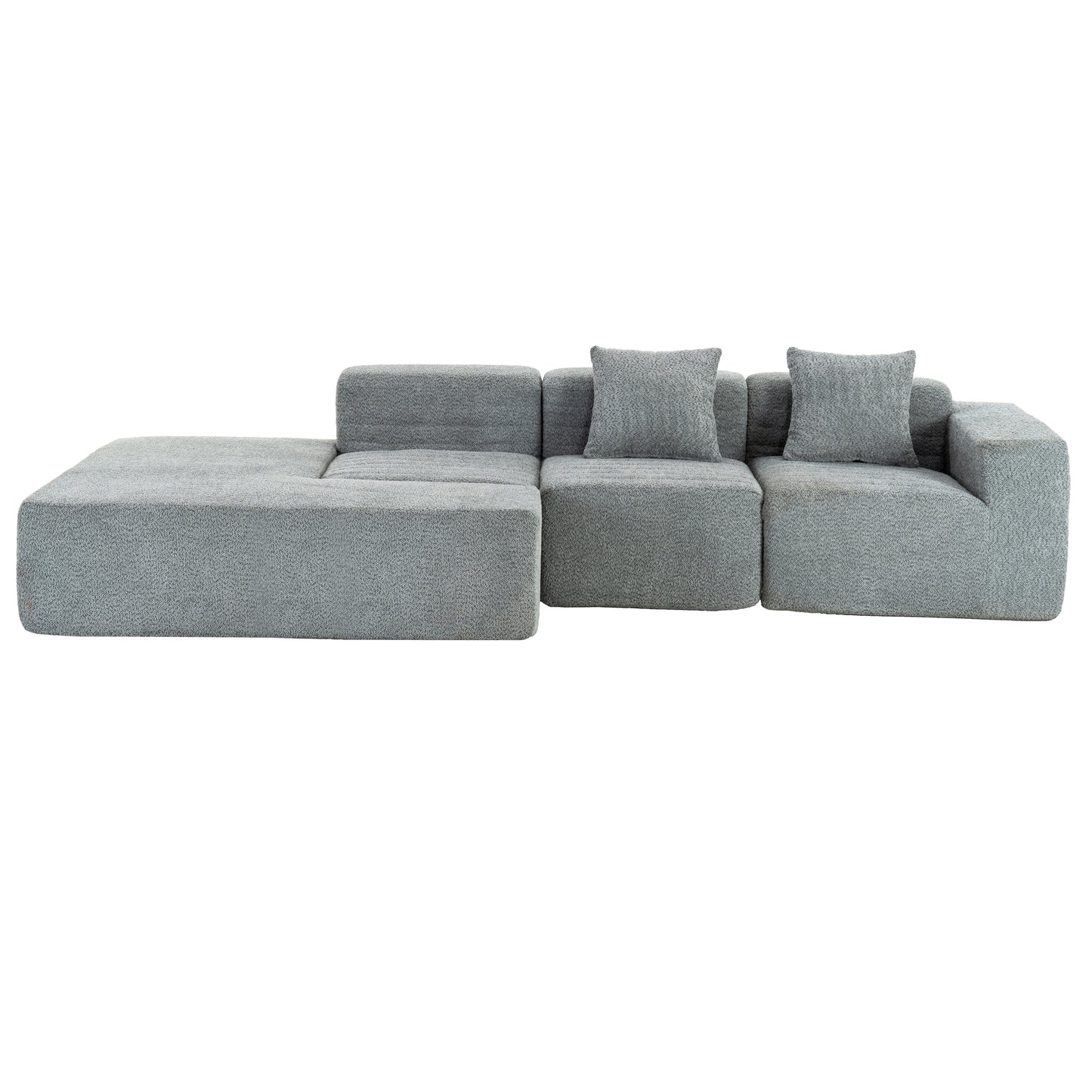 116.5" Sectional Sofa Full-compressed Sofa Couch Free-combined Sofa for Living Room, Grey