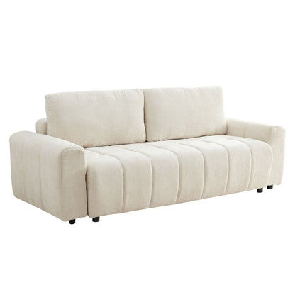 94.49''Sleeper Sofa, Sofa Bed- 2 in 1 Pull Out Couch Bed with Storage Chaise for Living Room, Sofa Sleeper with Pull Out Bed, Cream Style Couch