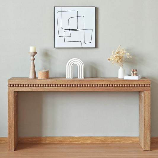 Concepts Natural Wood Beaded Console Table