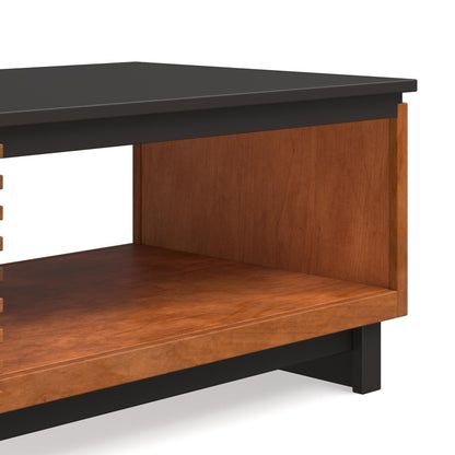 Bridgevine Home Graceland 47" Coffee Table, No Assembly Required, Black with Bourbon Finish