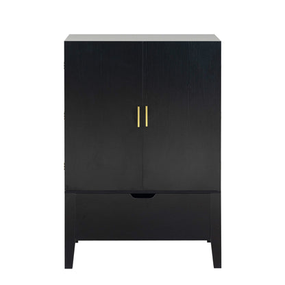 Lockers,side cabinets,Wine Bar Cabinet,Liquor Storage Credenza,Sideboard with Wine Racks & Stemware Holder,Wine glass holder,Metal handle, placed in family bars,hallways,living rooms,Color:black+Brown