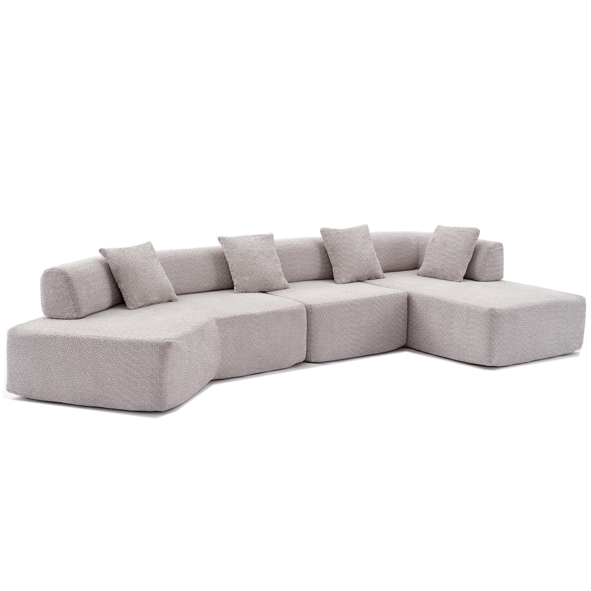 [NEW ARRIVED] [VIDEO PROVIDED]Modern Minimalist 140" L-Shape Couch ,No Assembly Required,Boucle,Modular Sofa ,Couch with Chaise,Free Combination Foam-Filled Sofa, 4 Seats, Gray