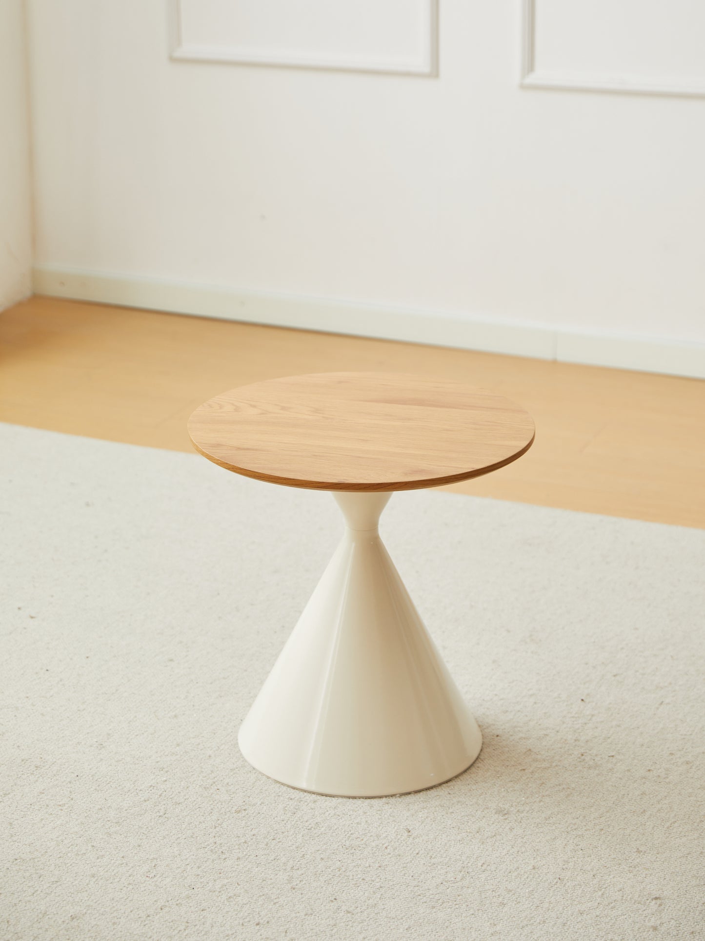 ROUND COFFEE TABLE WHITE+WOOD