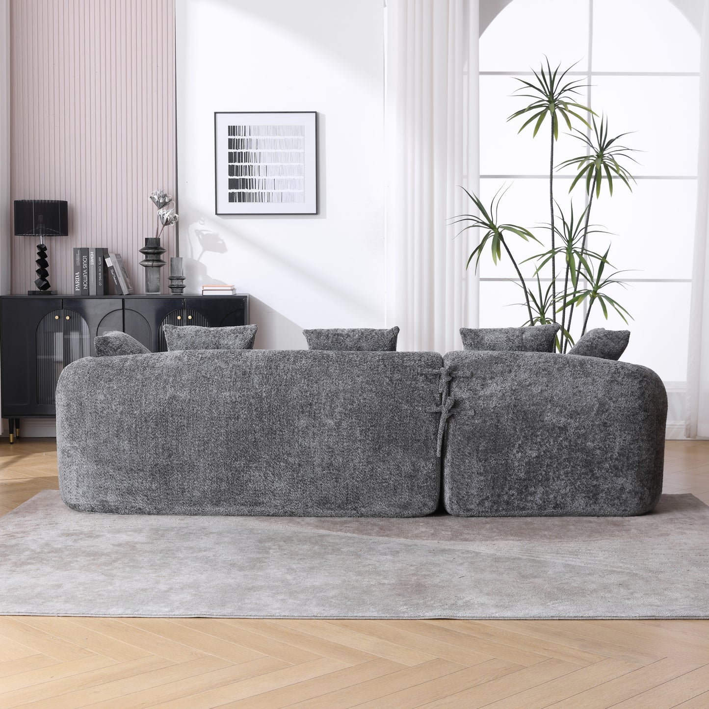 COOLMORE Boucle Sofa 3 Seater for Living Room Oversized Comfy Sofa L-Shape Sofa Couch with Chaise Home Furniture Sleeper Sectional Sofa for Apartment, Office Left Hand Facing (Gray)