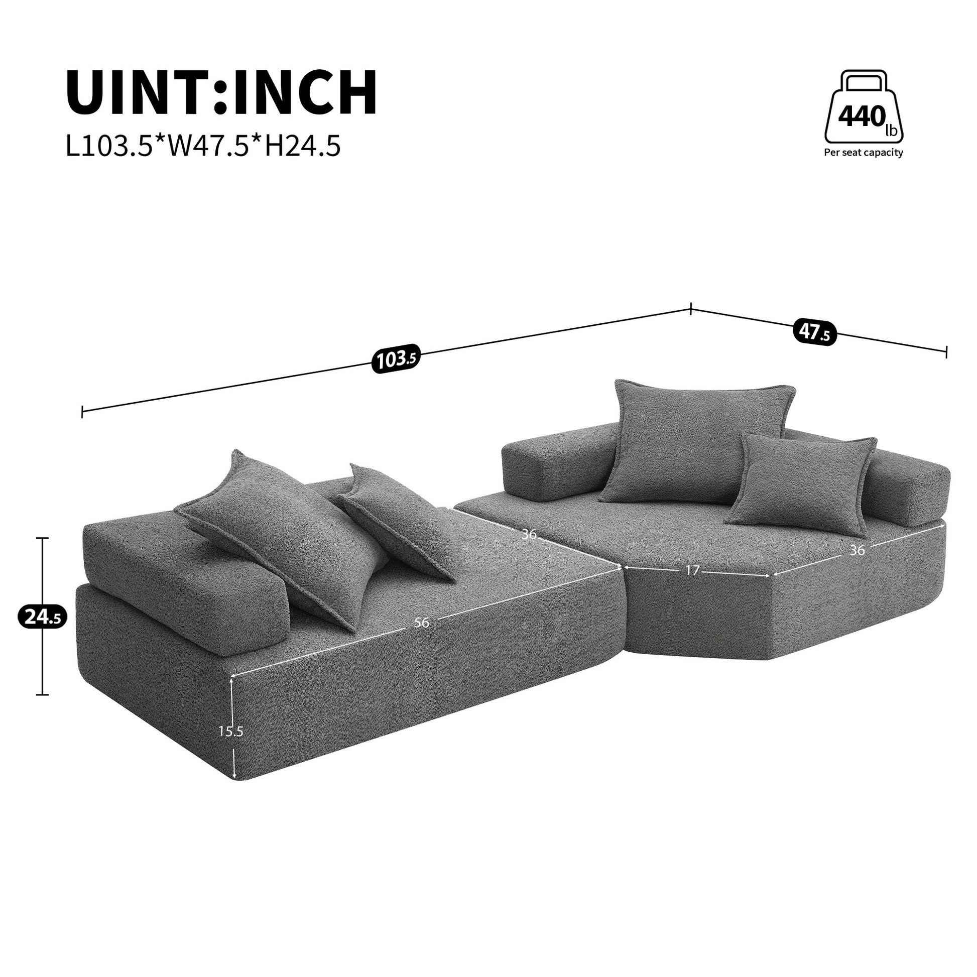 [VIDEO provided][New] Oversized Modular Sectional Sofa,Luxury Boucle Floor Couch Set,Convertible Sleeper Couch,Spacious Foam-Filled Sofa Bed for Living Room,2 PC Free Combination,2 Colors