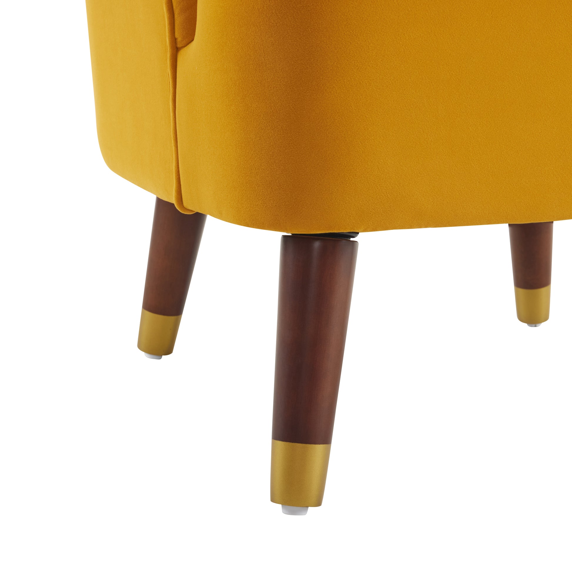 Upholstered Barrel Accent Chair With Wooden Legs