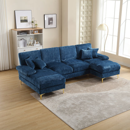 UNITED Modern Large chenille Fabric U-Shape Sectional Sofa