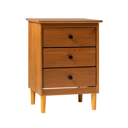 Classic 3-Drawer Solid Wood Nightstand - Caramel