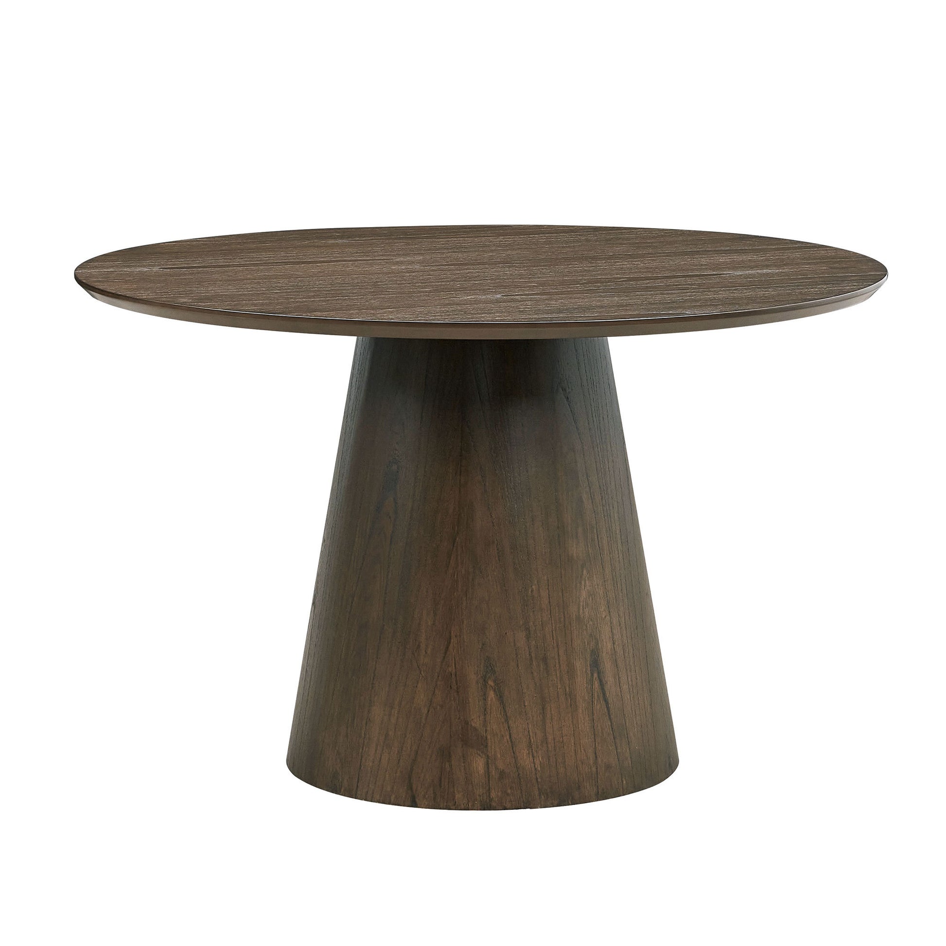 47.24'' Round Modern Style MDF Wood Dining Table for Kitchen, Living Room, Cafe, Stylish Leisure Desk with Sturdy Cylindrical Base, for Small Spaces, Apartment,Walnut