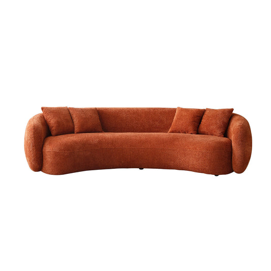 Teddy Fleece Orange Curved 5-Seater Boucle Sectional Sofa