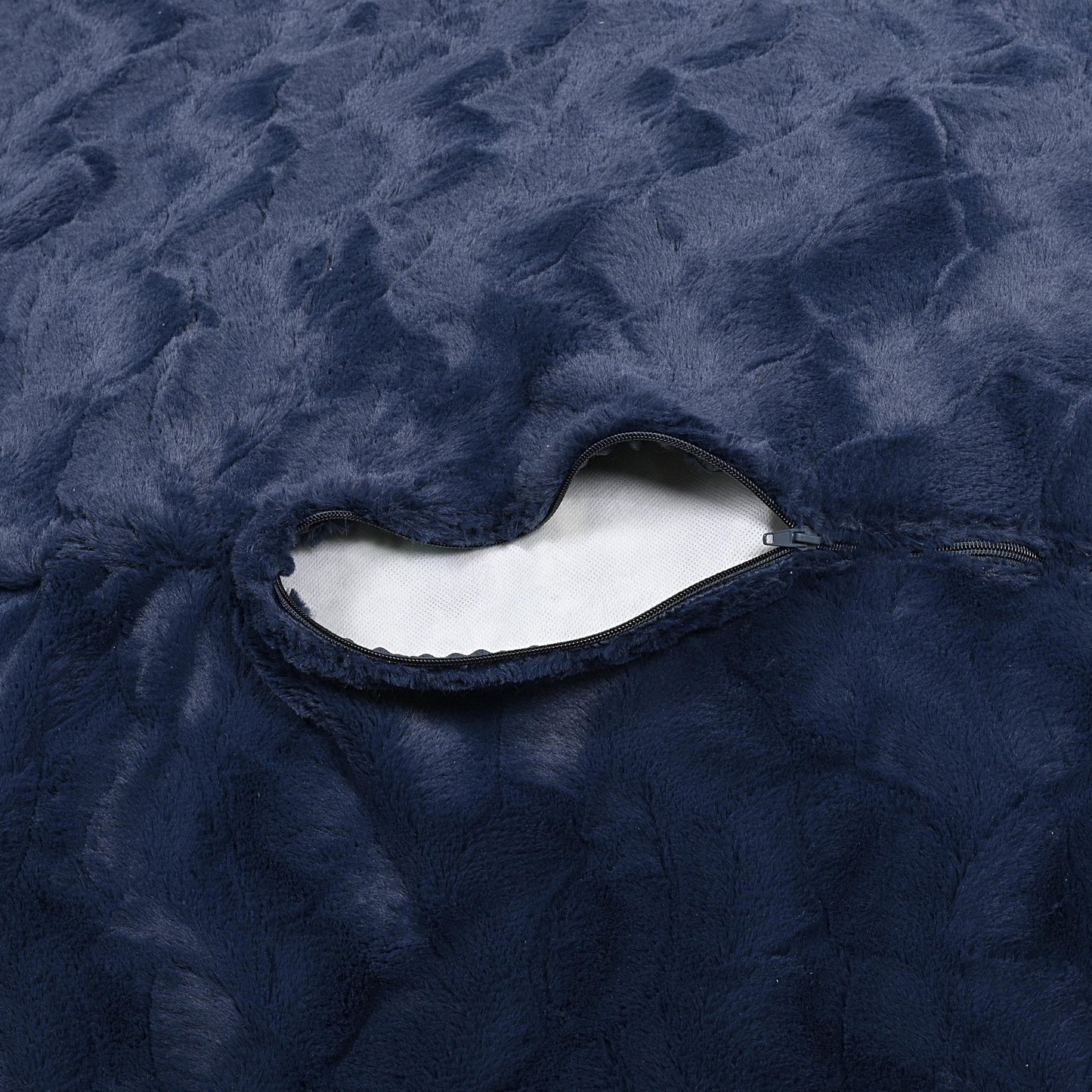 Faux Fur Bean Bag Chair, Navy-3ft Cozy and Stretchable Fabric Lounger for Children and Adults with Easy-Clean Cover, Comfortable Faux Fur Seating for Bedrooms, Filled with Shredded and Memory Foam.