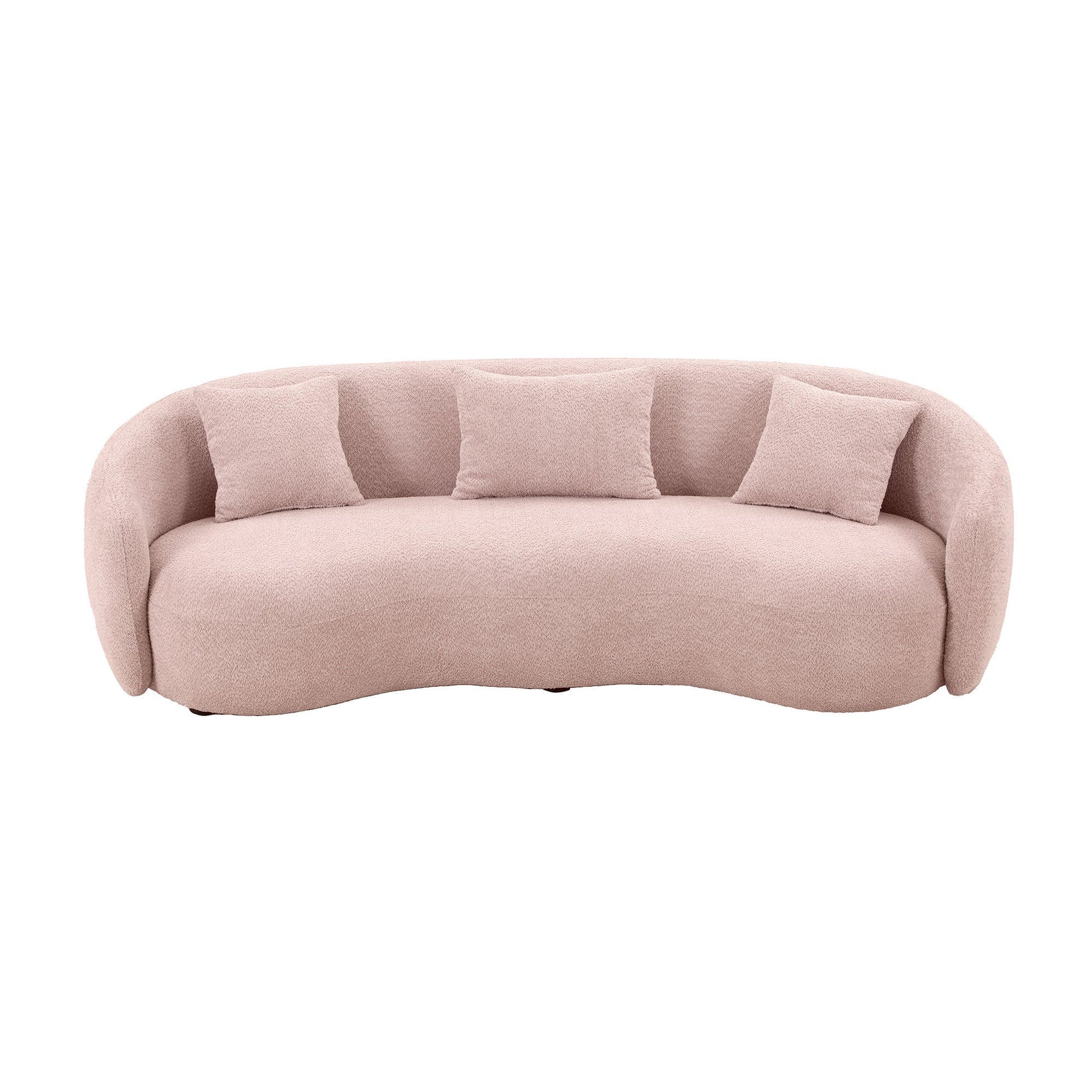 93.6'' Mid Century Modern Curved Living Room Sofa, 4-Seat Boucle Fabric Couch for Bedroom, Office, Apartment,Pink - Groovy Boardz