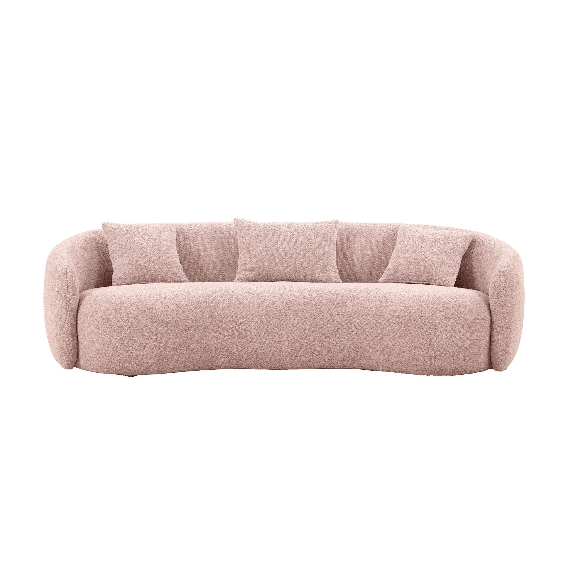 93.6'' Mid Century Modern Curved Living Room Sofa, 4-Seat Boucle Fabric Couch for Bedroom, Office, Apartment,Pink - Groovy Boardz