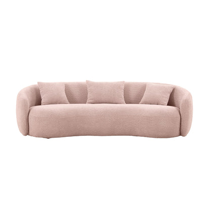 93.6'' Mid Century Modern Curved Living Room Sofa, 4-Seat Boucle Fabric Couch for Bedroom, Office, Apartment,Pink - Groovy Boardz