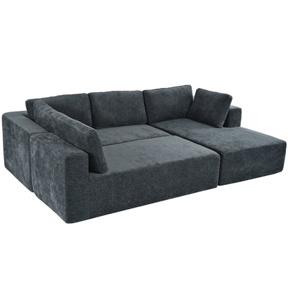 U_Style Modern Large Modular Sectional Sofa for Living Room, Bedroom, Salon, 3 Piece Free Combination