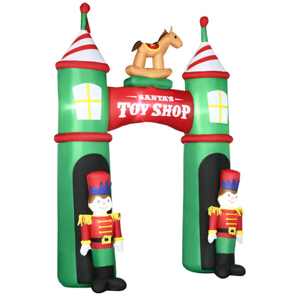 Outsunny 11.5ft Christmas Inflatables Outdoor Decorations Archway with 2 Nutcracker Soldiers Rocking Horse, Blow-Up LED Yard Christmas Decor for Lawn Garden Party