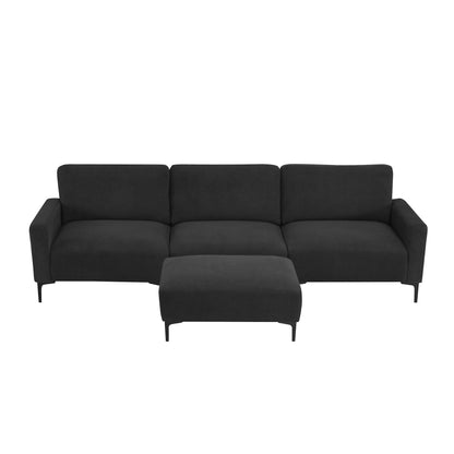 Modern Velvet L-Shaped Sectional Sofa, 4-Seater, Convertible Ottoman, Freely Combinable Sofa