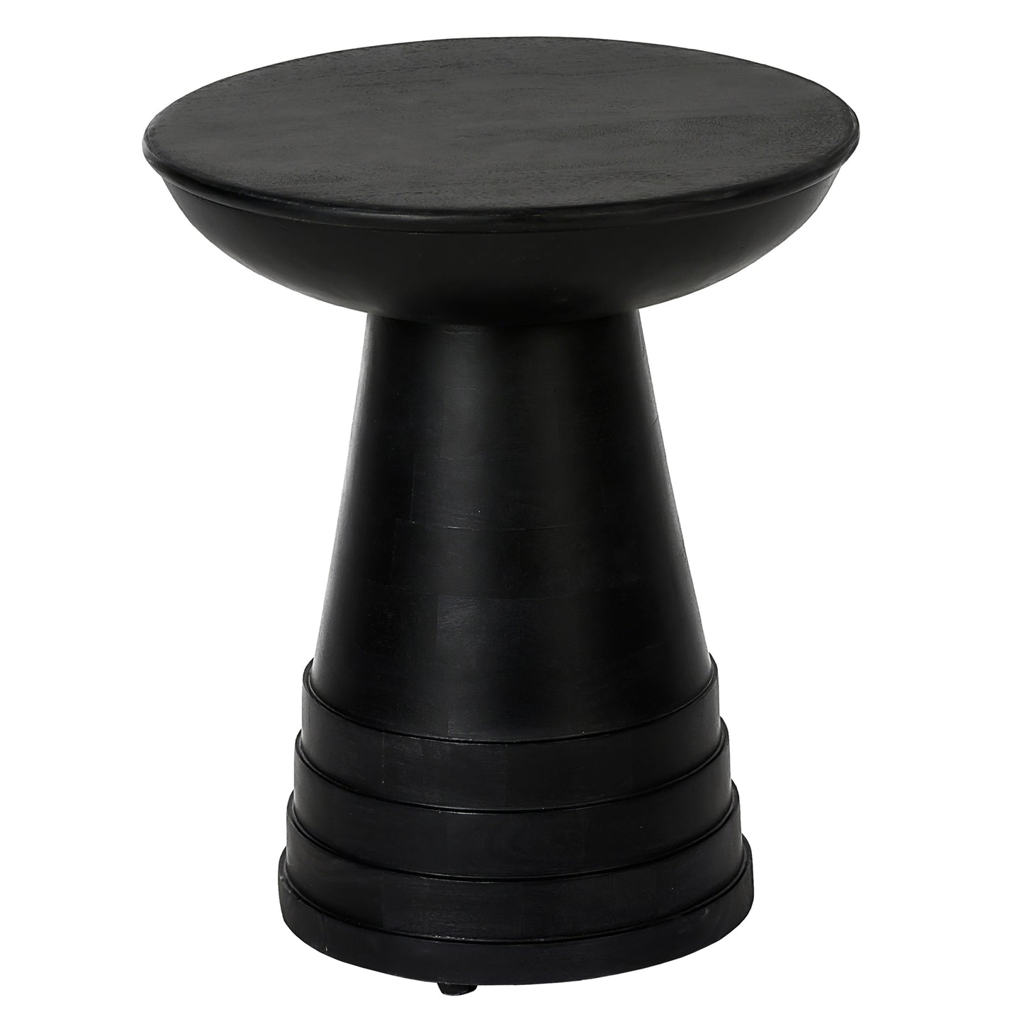 Classic 16 in. Solid Wood Round Side/End Table, Living Room Sofa Side Table, Home Decor Furniture, Black