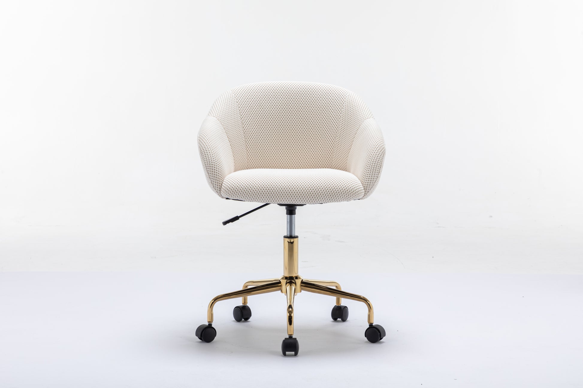 047-Mesh Fabric Home Office 360°Swivel Chair Adjustable Height With Gold Metal Base,Beige