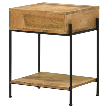 Natural Mango 1-Drawer Accent Table with Bottom Shelf