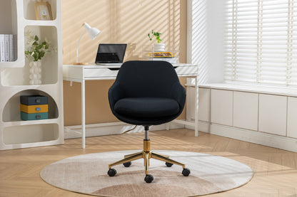 046-Mesh Fabric Home Office 360°Swivel Chair Adjustable Height With Gold Metal Base,Black