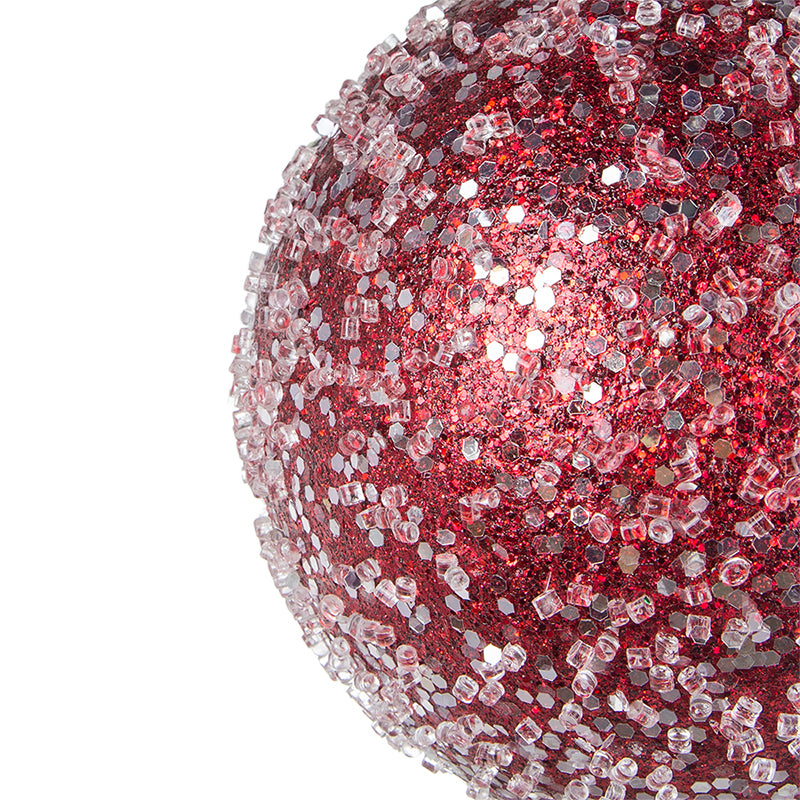 6" Red Glittered Ball Ornament, Decorative Hanging Ball Christmas Tree Ornaments for Holiday Party Decorations, Set of 3