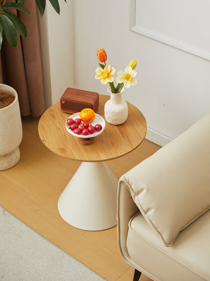 ROUND COFFEE TABLE WHITE+WOOD