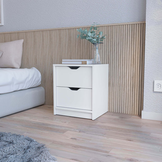 Logan White 2-Drawer Nightstand