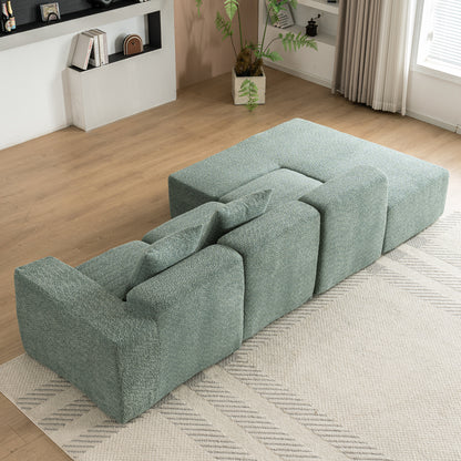 116.5" Sectional Sofa Full-compressed Sofa Couch Free-combined Sofa for Living Room, Green