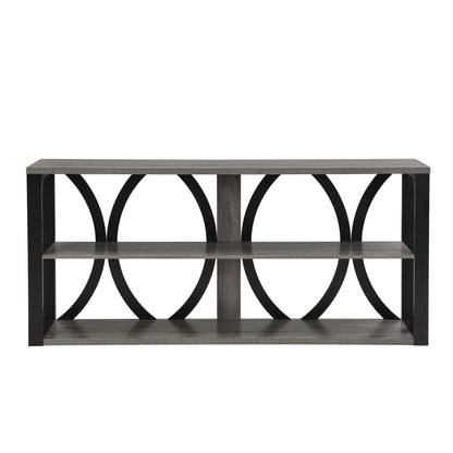 3-Tier Industrial Console Table,70.87 inch,  Narrow Entry Table Long Table with Storage for Entryway, Living Room, Foyer, Hallway, black