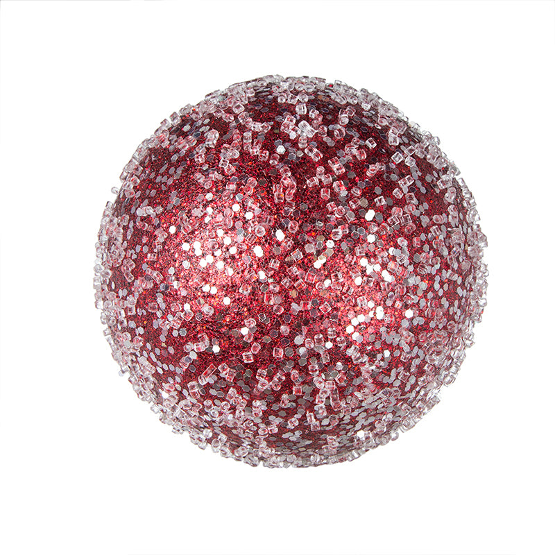 6" Red Glittered Ball Ornament, Decorative Hanging Ball Christmas Tree Ornaments for Holiday Party Decorations, Set of 3