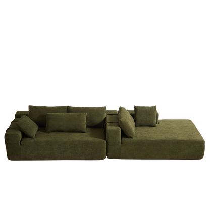 Modern Chenille Upholstered Sectional Sofa Couch Set,Modular 108" L Shaped Sectional Living Room Sofa Set With 6 Pillows,Free Combination Sofa Couch for Living Room,Bedroom(Right Chaise)