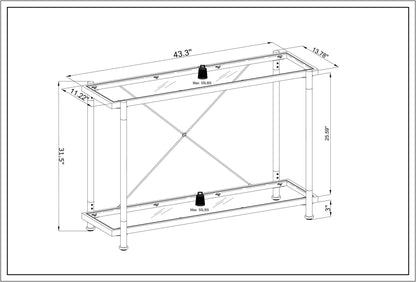 43.31'' Golden Glass Sofa Table, Acrylic Side Table, Console Table for Living Roome& Bedroom