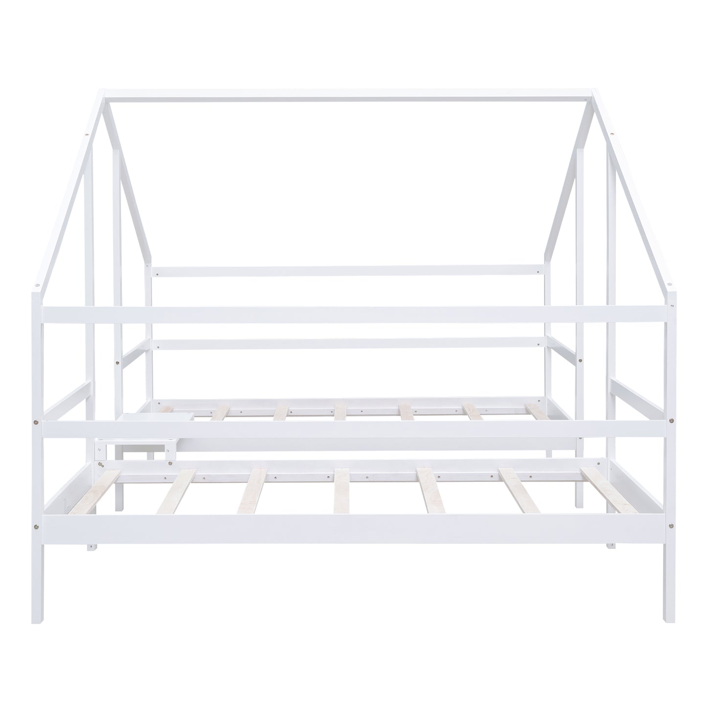 Double Twin Size Triangular House Beds with Built-in Table,White(Old SKU:WF286895AAK)