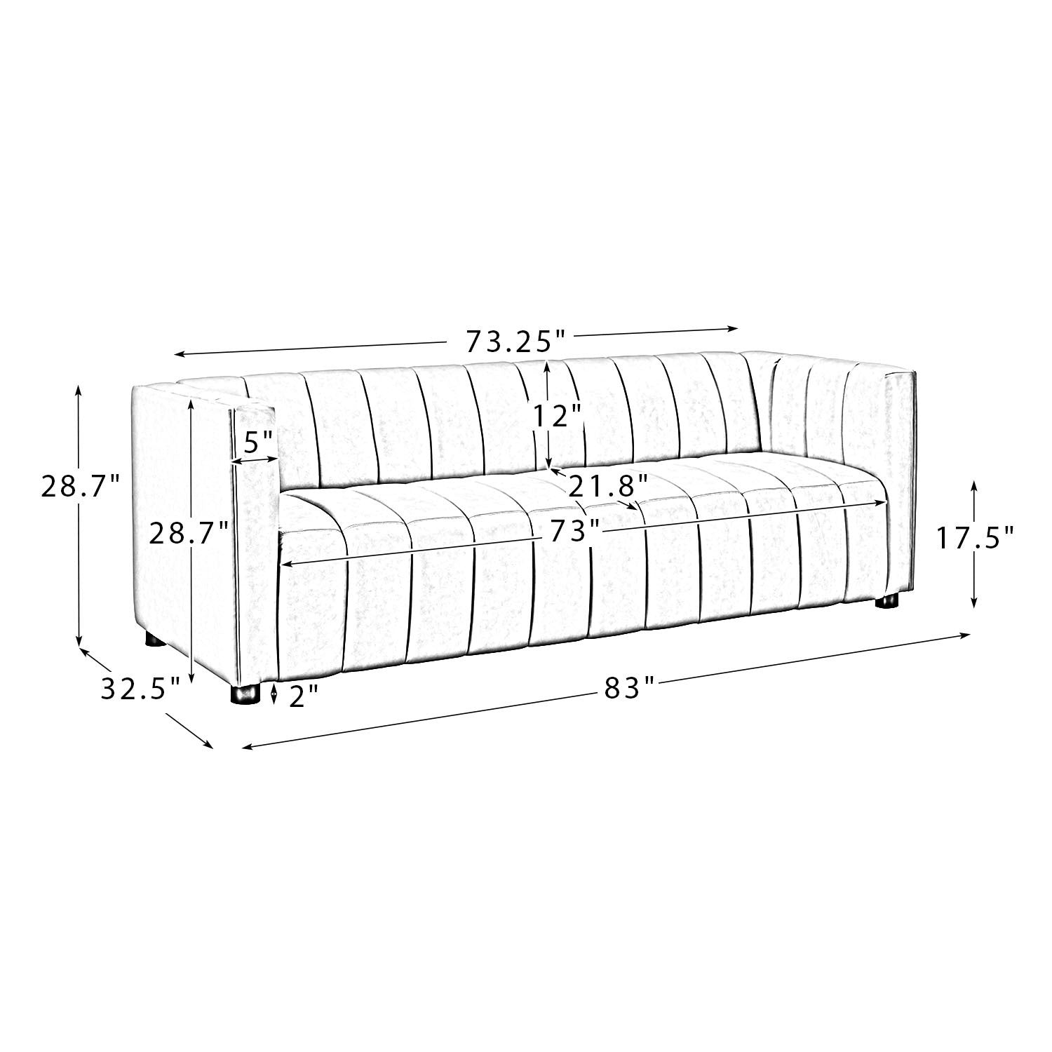 Ulysses 83" Genuine Leather Sofa-SAGE-A+B