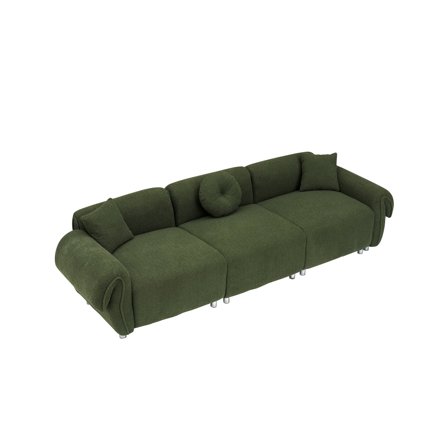 24005 green teddy velvet fabric, with 3 pillows, three-person sofa can be placed in the living room and other scenes